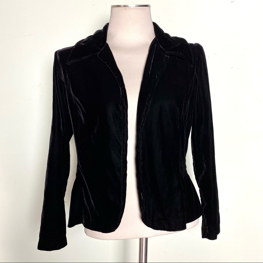 Vintage Black Velvet Open Front Jacket by DAM